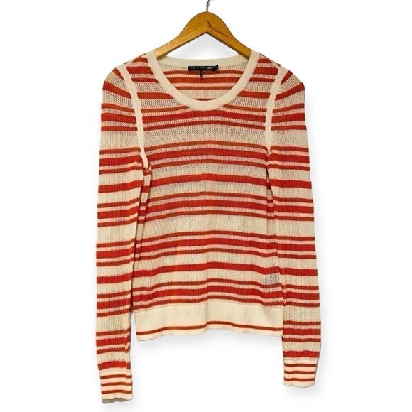 Rag & Bone Jeans Kathie Orange Stripe Sweater Top Size XS - Picture 1 of 5